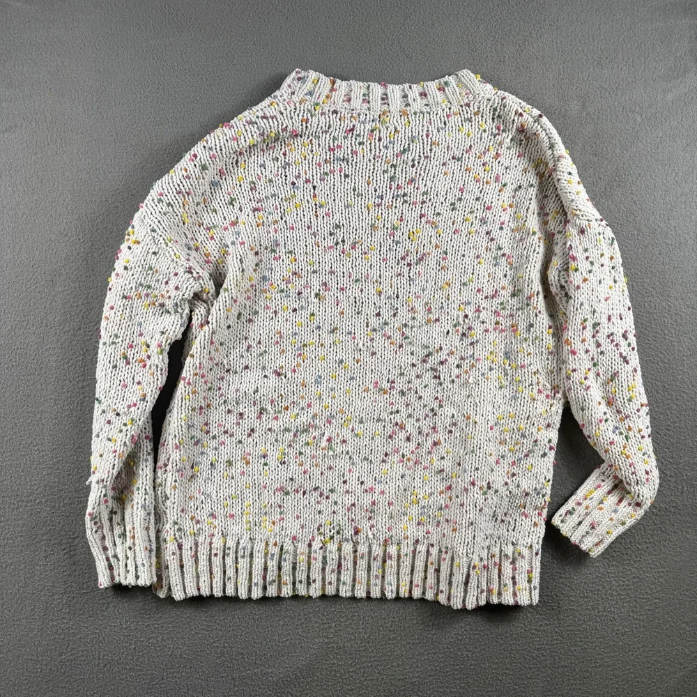 Seven7 Sweater Womens L Cream Confetti Popcorn Knit Crewneck 7M7579A Soft Boho